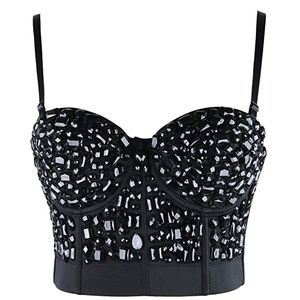 NWT Black Beaded Bustier Crop Top size XS